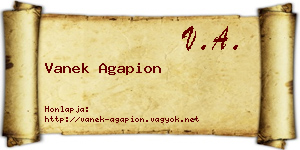 Vanek Agapion névjegykártya